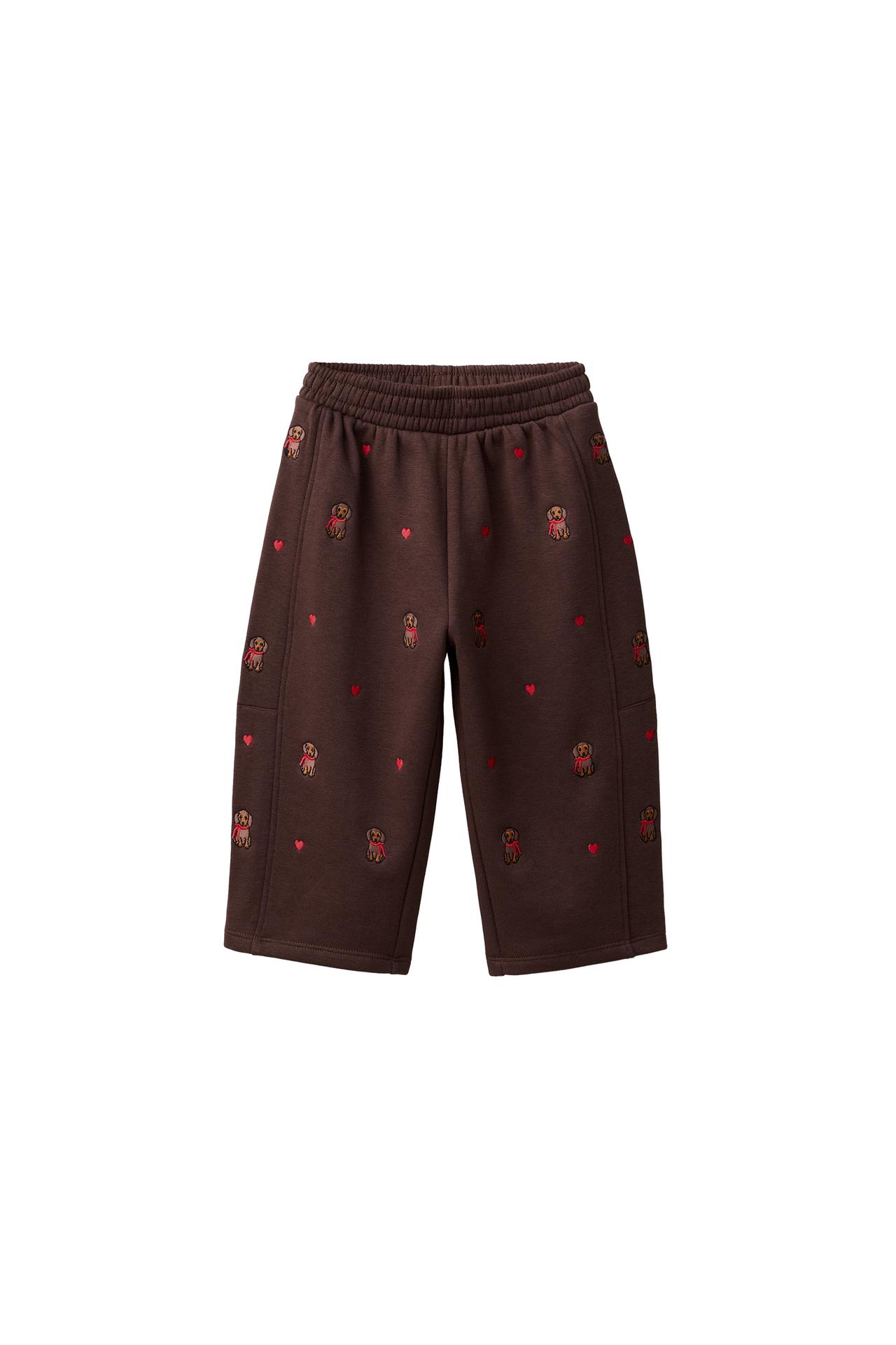 WIDE-LEG PUPPY PLUSH TROUSERS