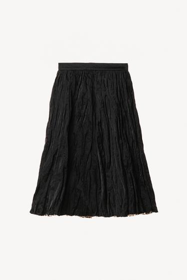 윌리 차바리아 X 자라 링클 미디 스커트 - Zara 네이비