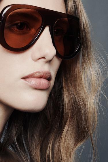 LIMITED EDITION SHIELD SUNGLASSES - Brown by Zara