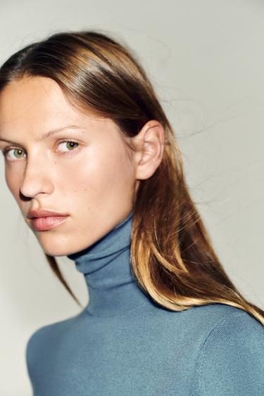 BASIC PLAIN KNIT JUMPER - Mid-blue by Zara