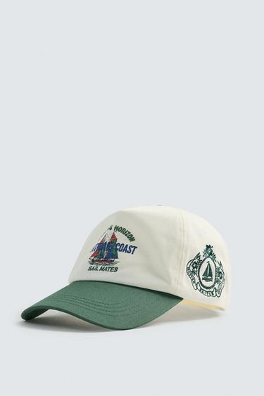 CASQUETTE À VISIÈRE PLATE BIMATIÈRE - Écru de Zara