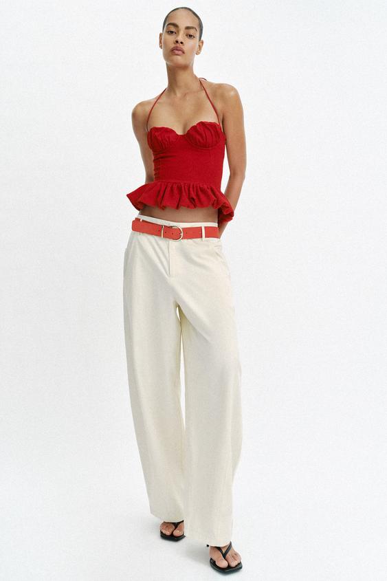 TOP BOUCLÉ COMBINADO - Vermelho da Zara - Imagem 0