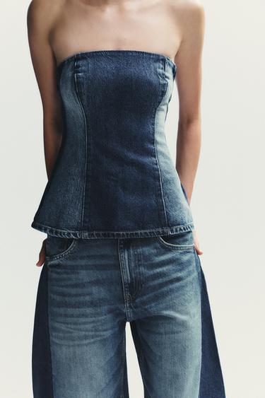 TRF DENIM BANDEAU TOP - Navy blue by Zara - Image 2