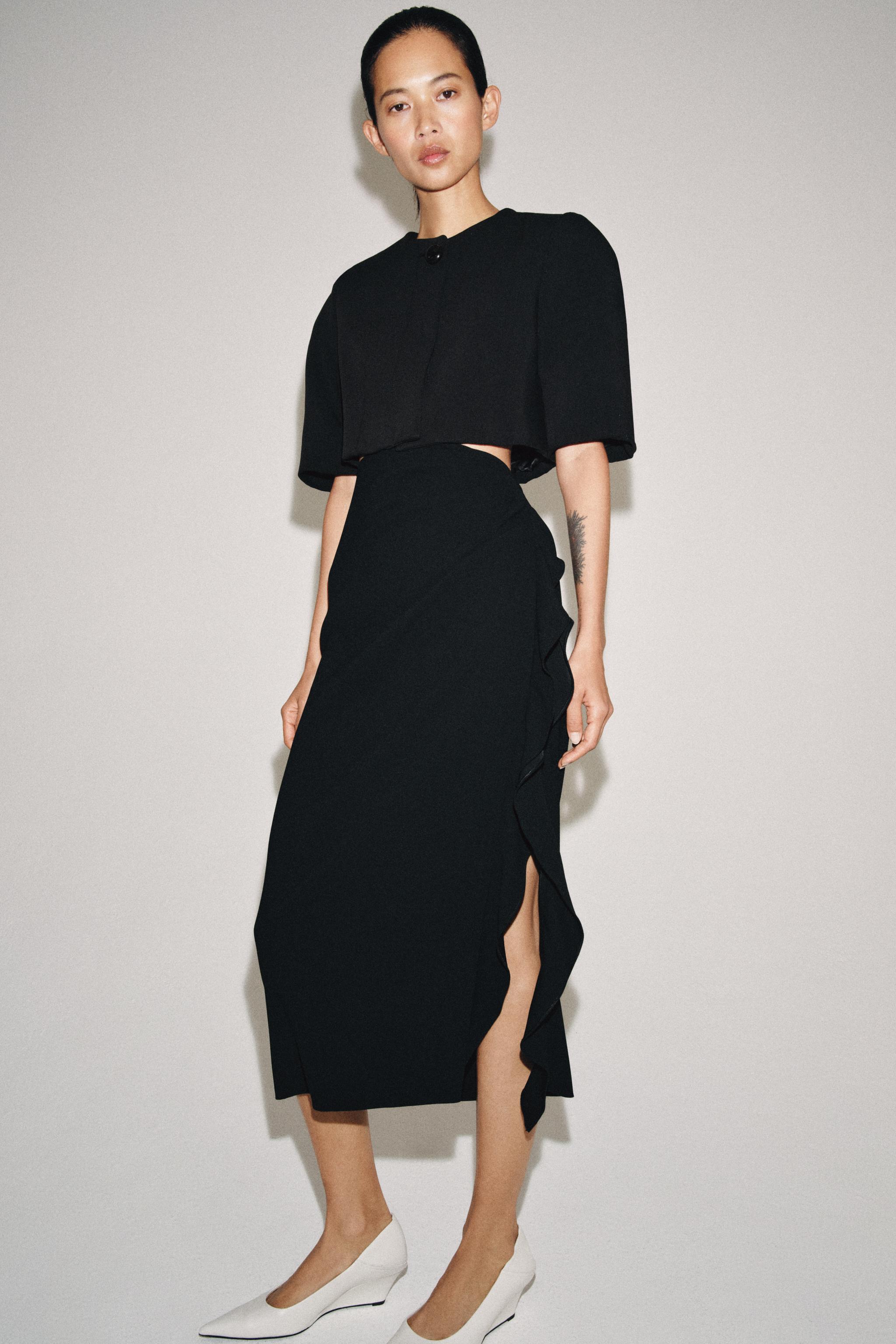 ZW COLLECTION RUFFLED MIDI SKIRT