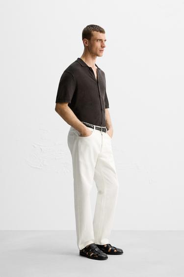 100% LINEN KNITTED SHIRT - LIMITED EDITION - Brown by Zara - Image 3