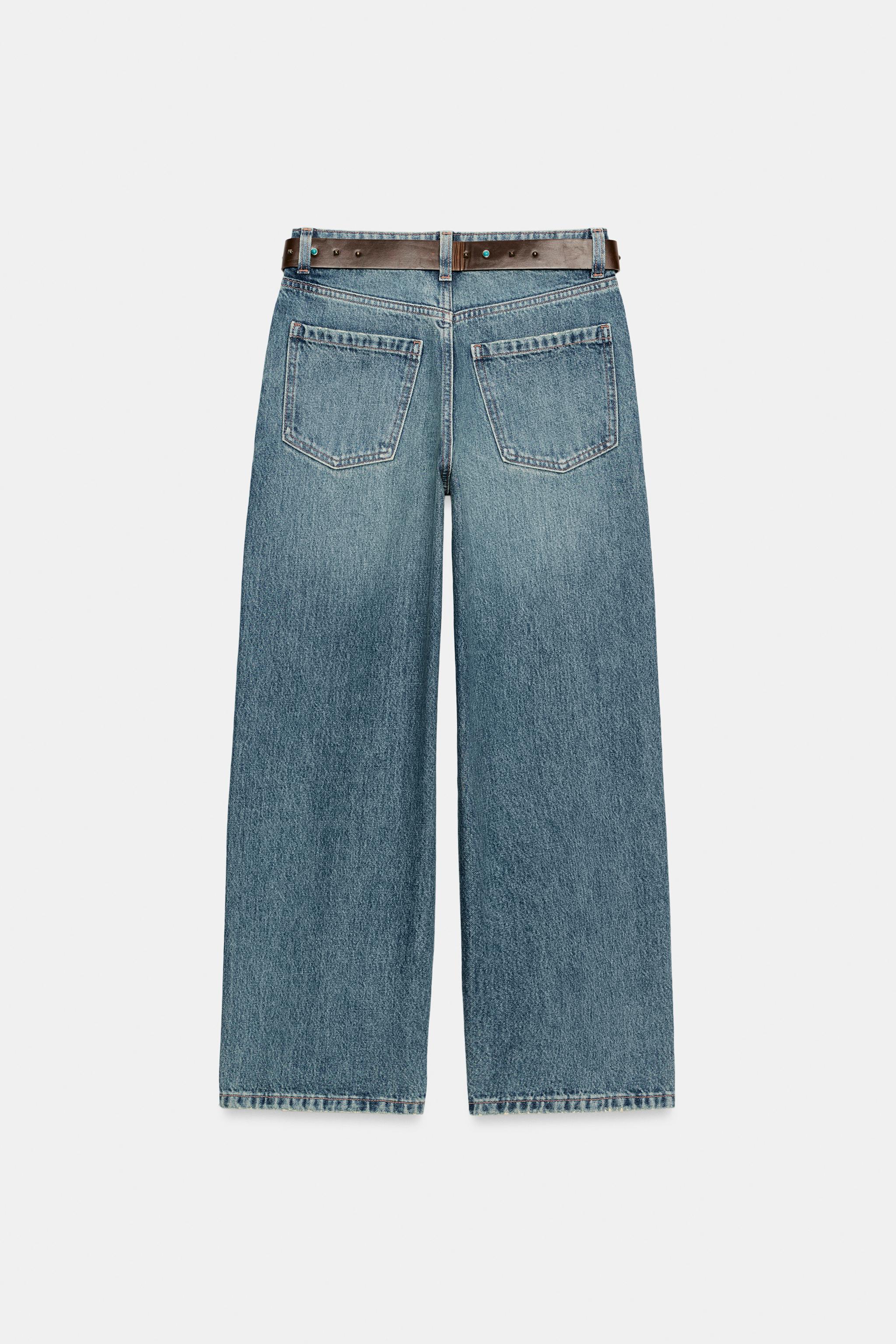 Z1975 HIGH-RISE CULOTTE JEANS WITH BELT - Blue | ZARA United States
