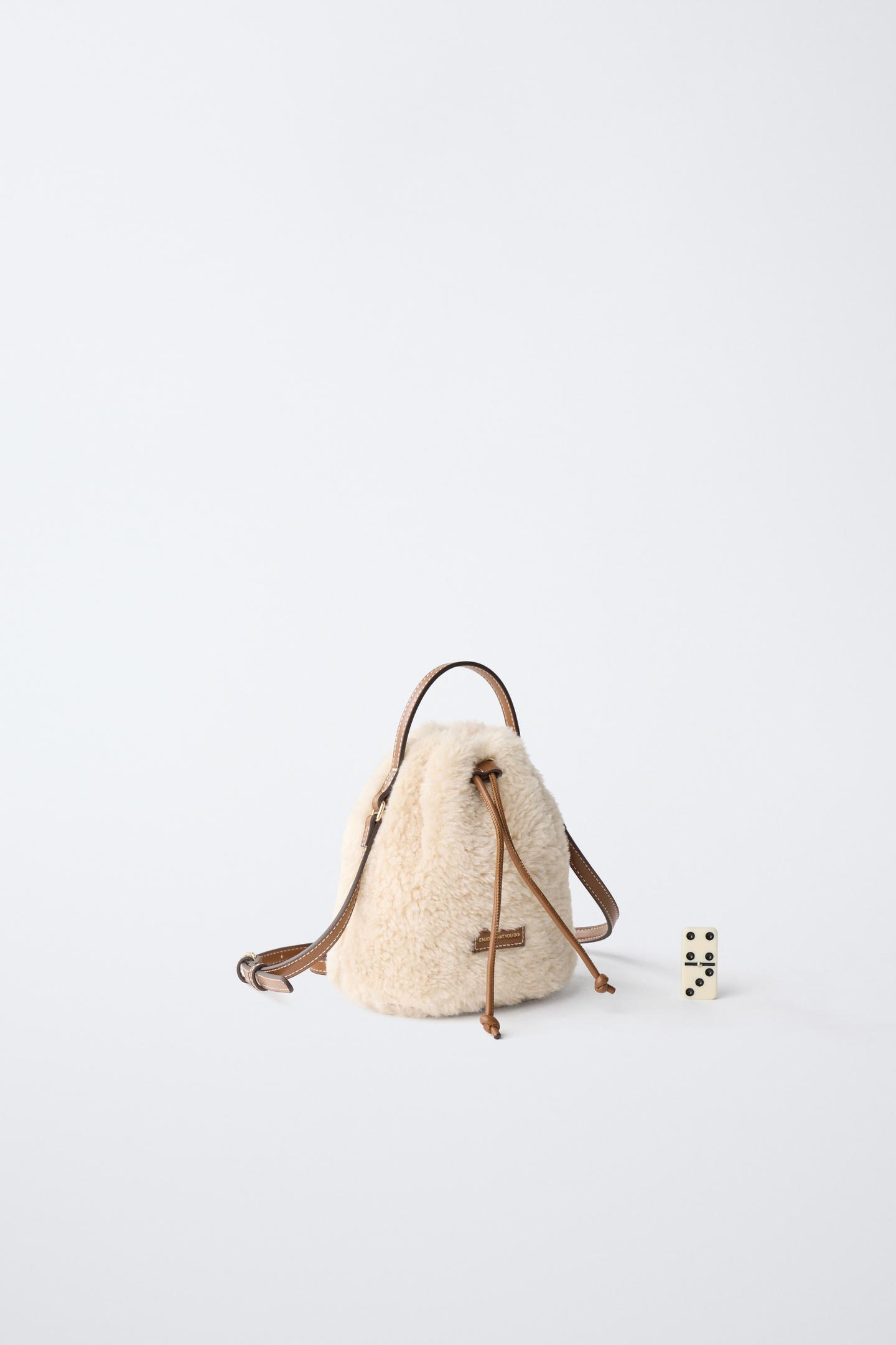 Детская сумка Zara Fur Bucket Crossbody, цвет: Молочный белый — фото 6