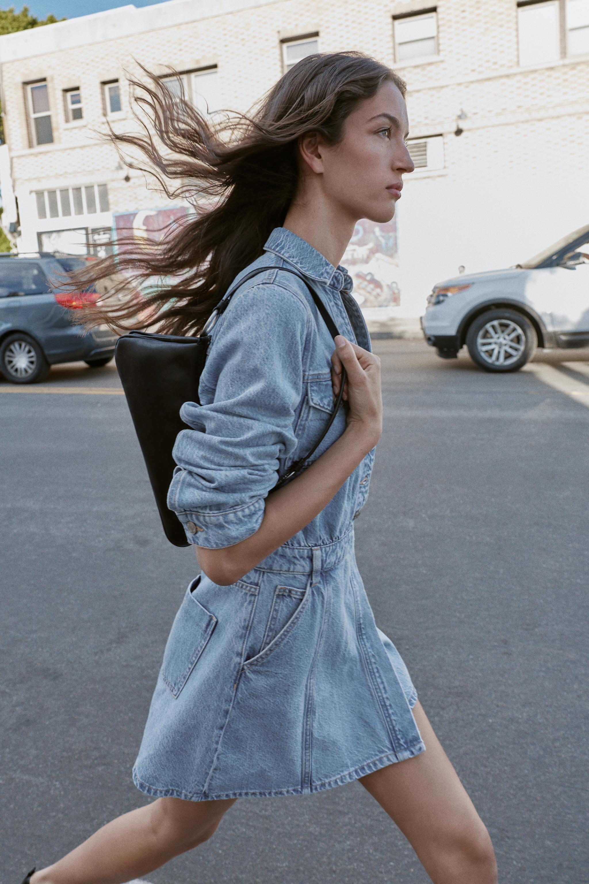 Z1975 SHORT DENIM DRESS - Mid-blue | ZARA United States Z1975 SHORT DENIM DRESS - Mid-blue | ZARA United States