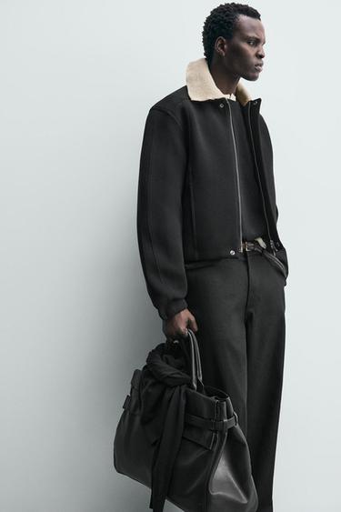 BLOUSON TECHNIQUE COL EN CONTRASTE - Noir de Zara - Image 4