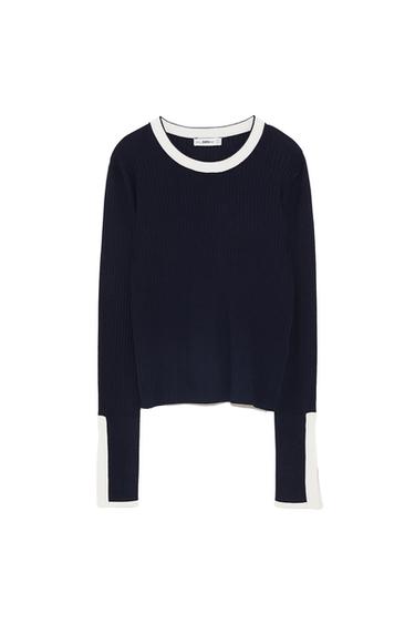 CONTRASTING RIBBED SWEATER