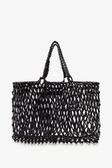 LIMITED EDITION LEATHER BRAIDED MAXI SHOPPER - Black by Zara