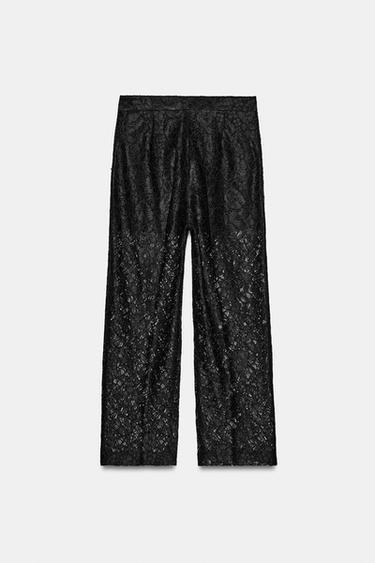 PANTALON DROIT DENTELLE - Noir de Zara - Image 6