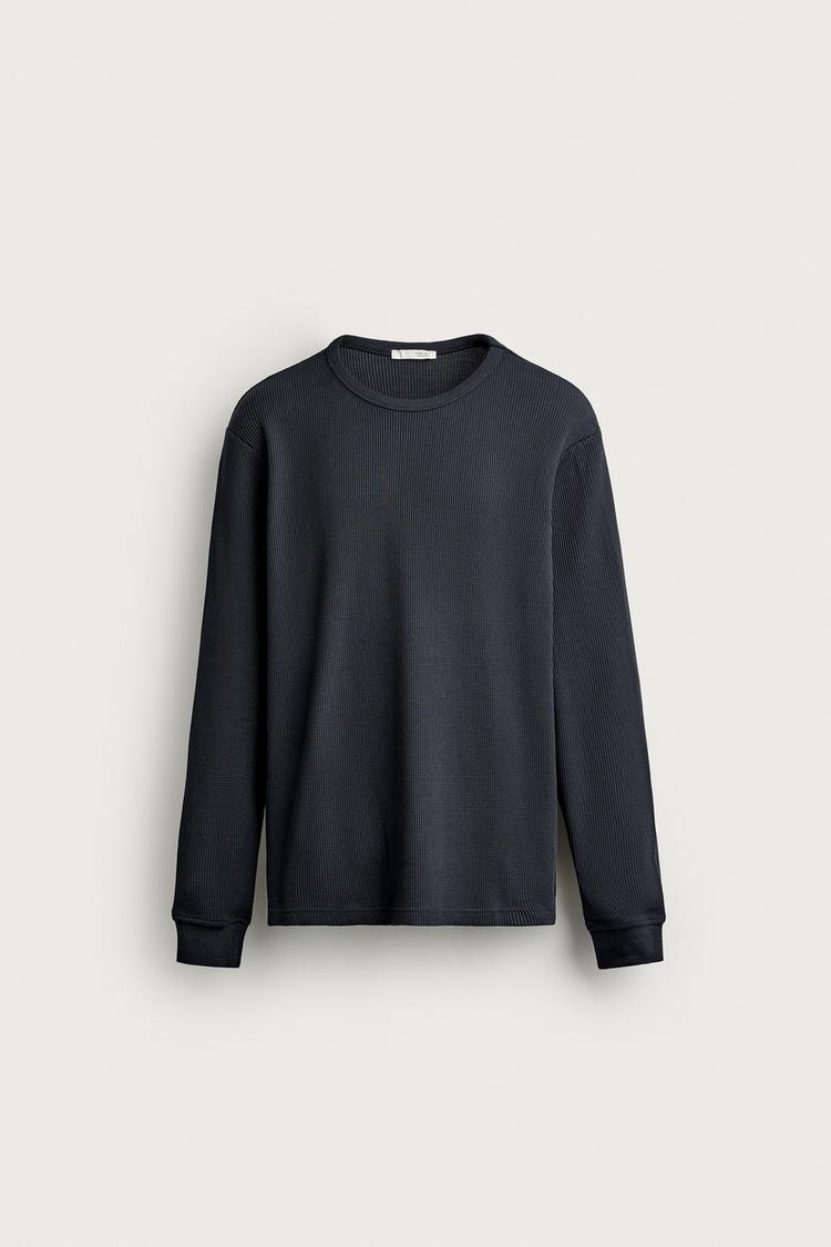 REGULAR FIT WAFFLE-KNIT T-SHIRT