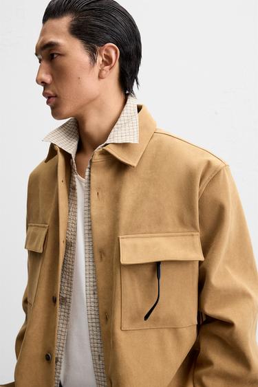 FAUX SUEDE SHIRT - Brown by Zara - Image 4