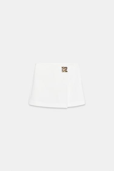 ASYMMETRIC APPLIQUÉ SKORT - Oyster-white by Zara - Image 7