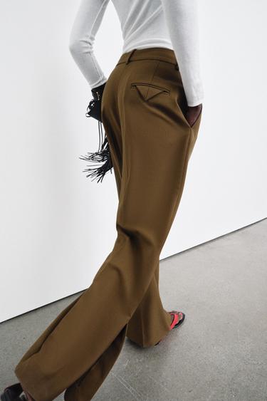 STRAIGHT-LEG TROUSERS WITH VENTS ZW COLLECTION - Khaki by Zara - Image 2