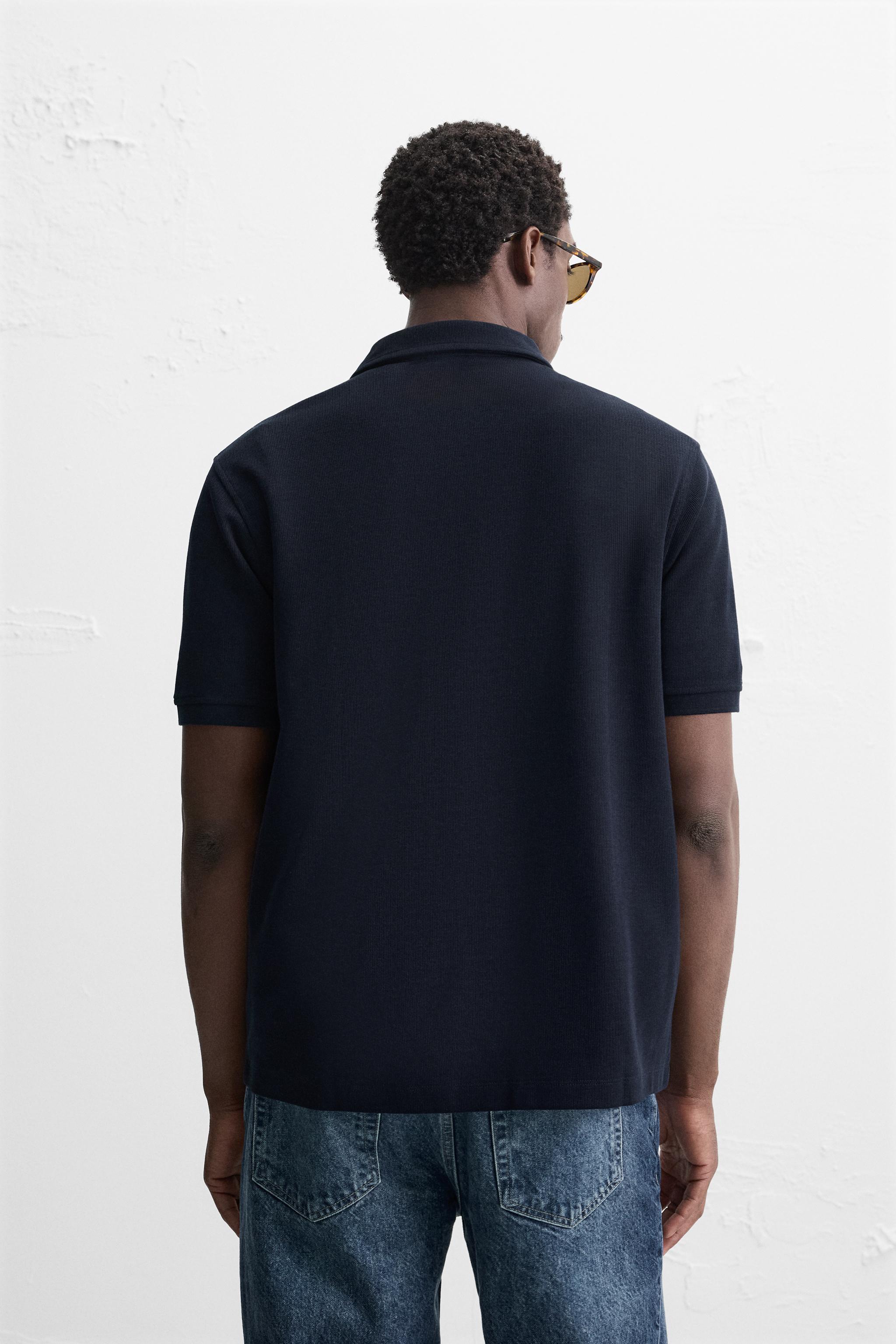 BASIC TEXTURED POLO SHIRT - Navy blue | ZARA United States