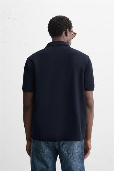 POLO STRUCTURÉ BASIQUE - Bleu marine de Zara - Image 2