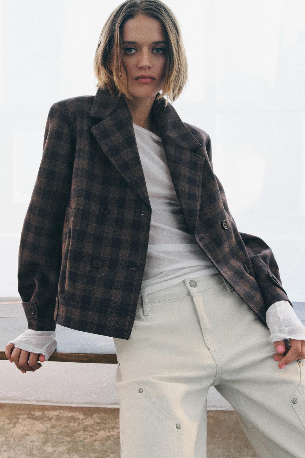PLAID DOUBLE-BREASTED JACKET ZW COLLECTION - image 2