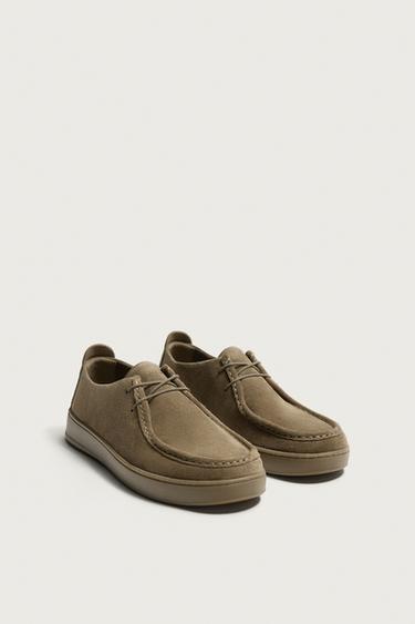 Leather shoes with piping — Taupe Gray 2