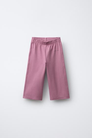 PANTALÓN FELPA WIDE LEG TEXTO RELIEVE - Rosado oscuro de Zara