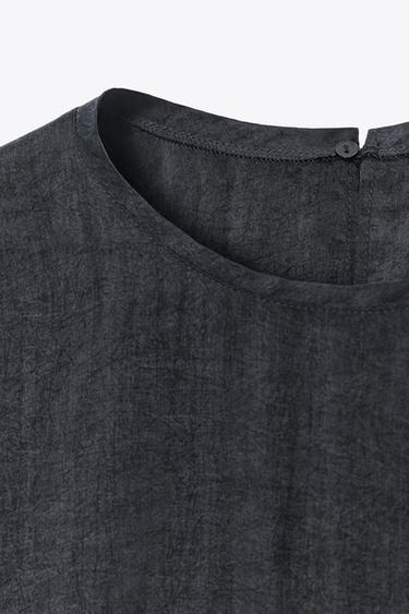 ZW COLLECTION SHORT SLEEVE TOP - Grey marl by Zara - Image 7
