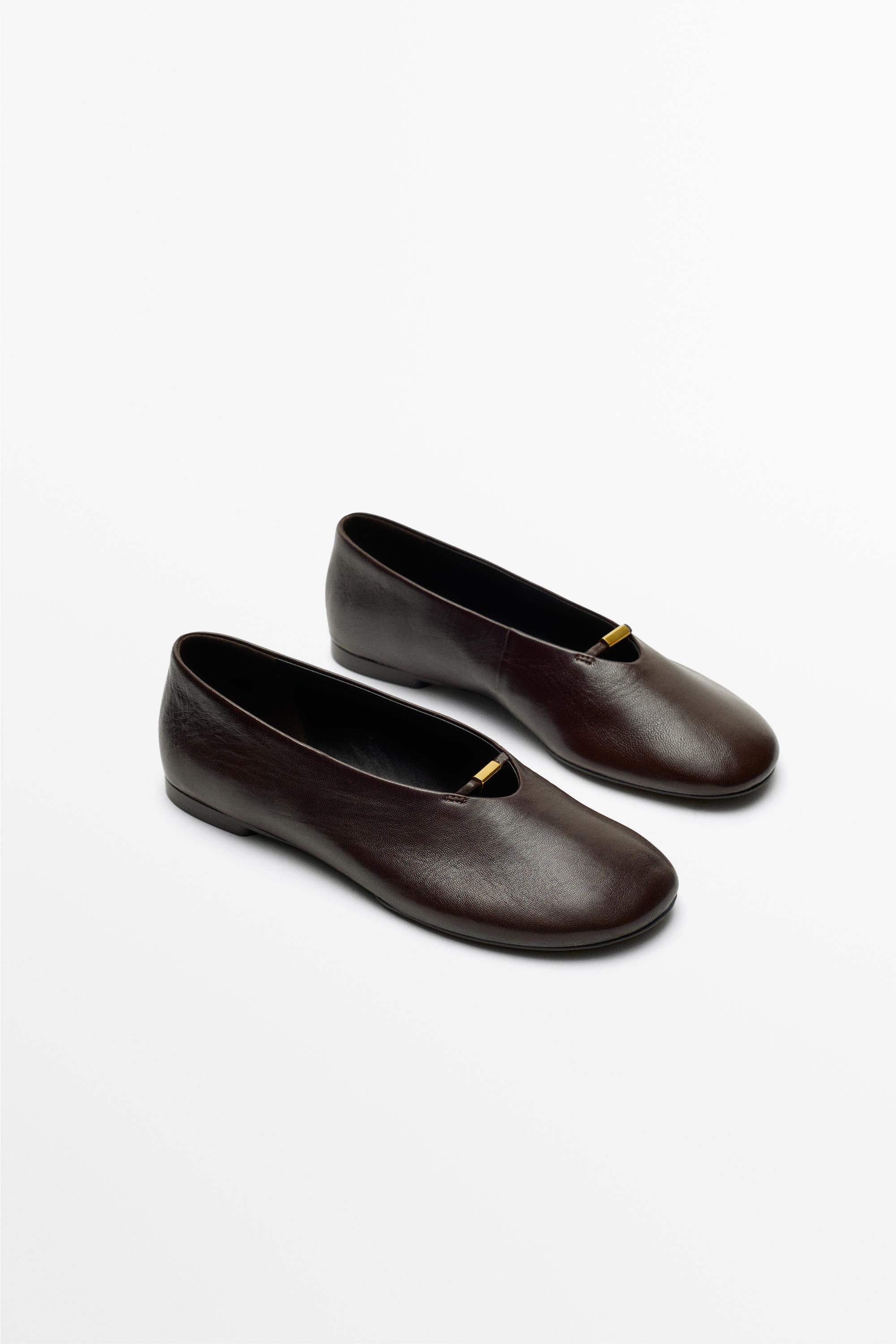 Ballerine plate en cuir souple