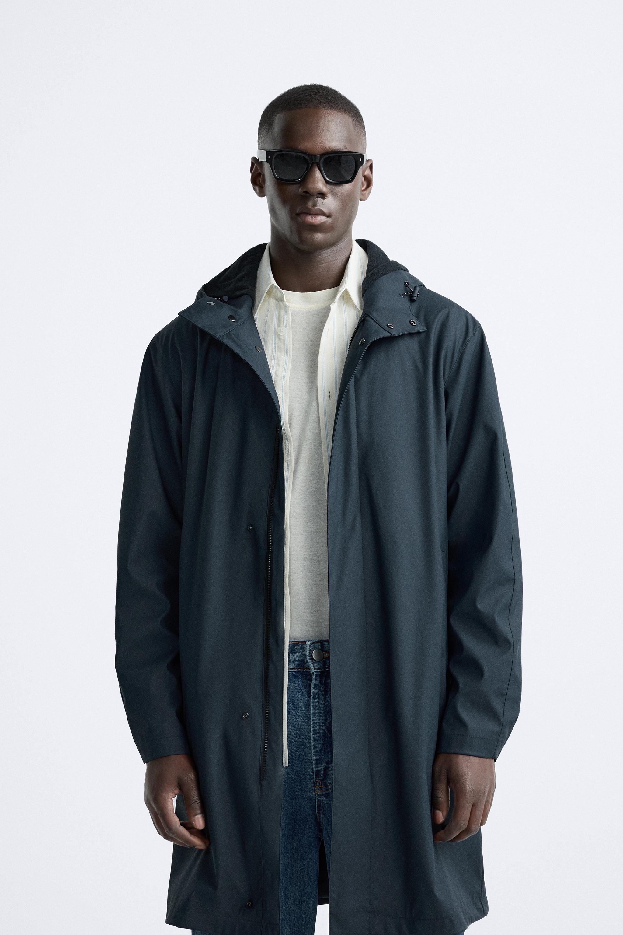 RUBBERISED PARKA WITH HOOD Navy blue ZARA United Kingdom