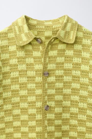 CHEMISE EN CROCHET À DAMIER - Vert pistache de Zara - Image 2