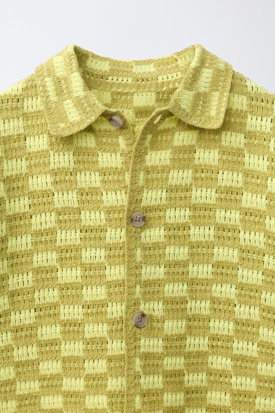 CHEMISE EN CROCHET À DAMIER - Vert pistache de Zara - Image 2