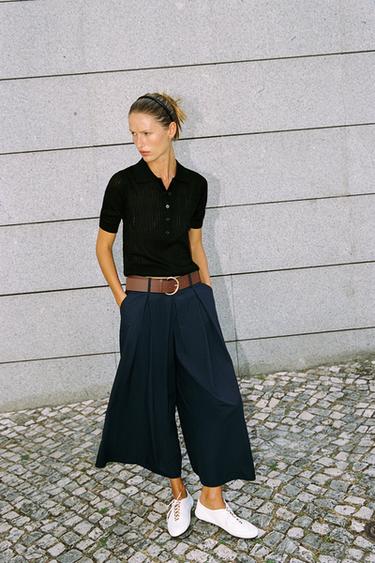 CULOTTES WITH BELT - Navy blue by Zara