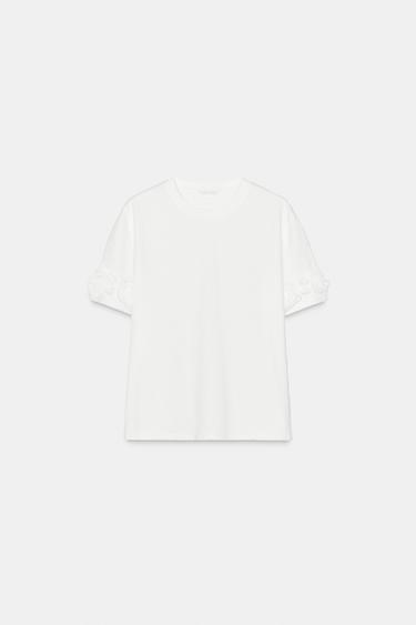 VOLUMINOUS FLORAL T-SHIRT - White by Zara - Image 4