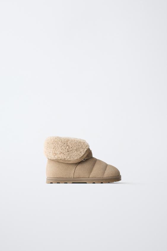BOTA FORRADA BAREFOOT PIEL - Marrón de Zara - Imagen 0