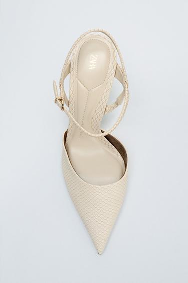 SLINGBACK MIT RELIEFMUSTER - Gebrochenes Weiß von Zara