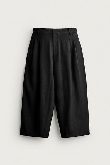 PANTALÓN RELAXED WIDE FIT PLIEGUES - Negro de Zara