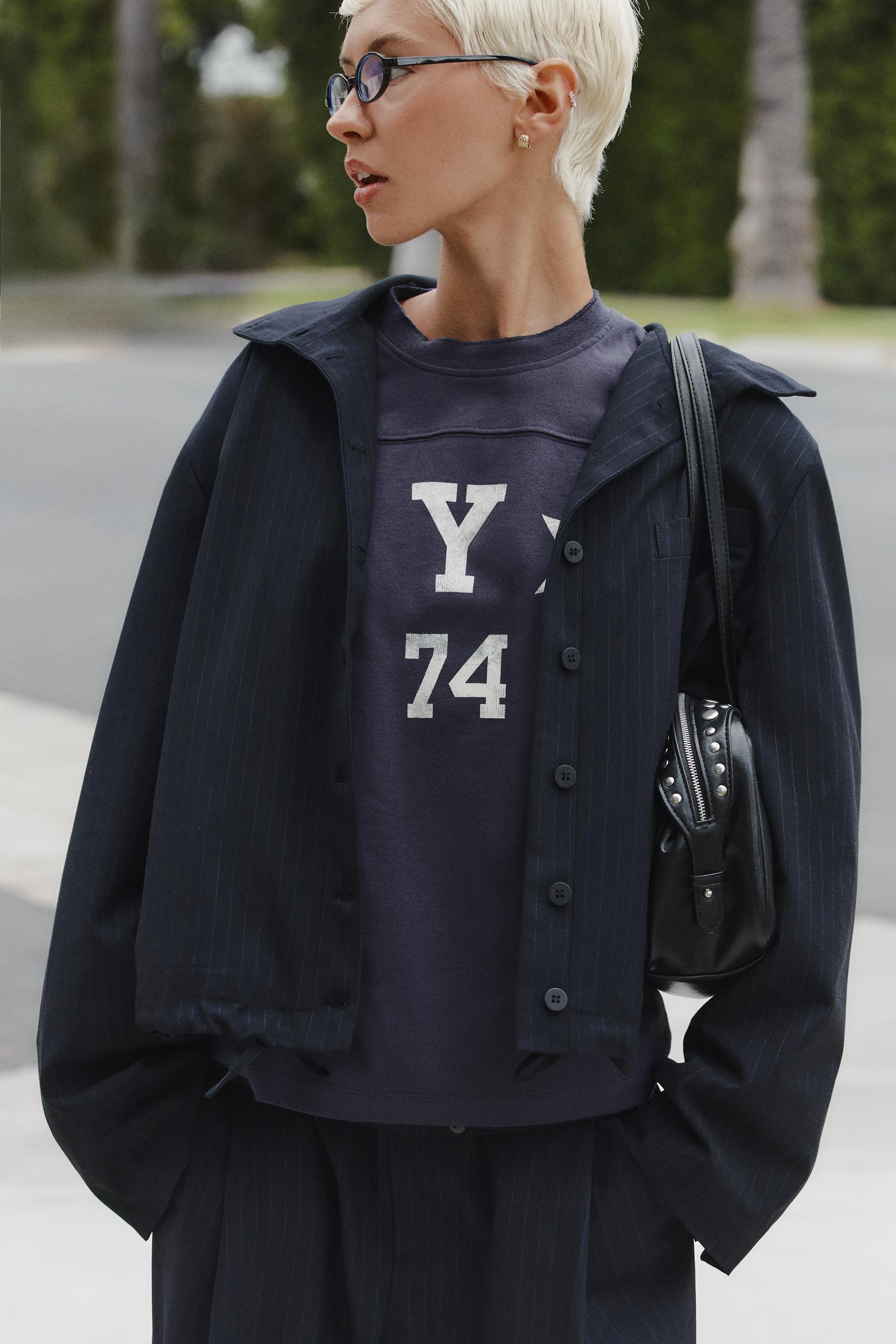 Striped Jacket With Shoulder Pads by Zara