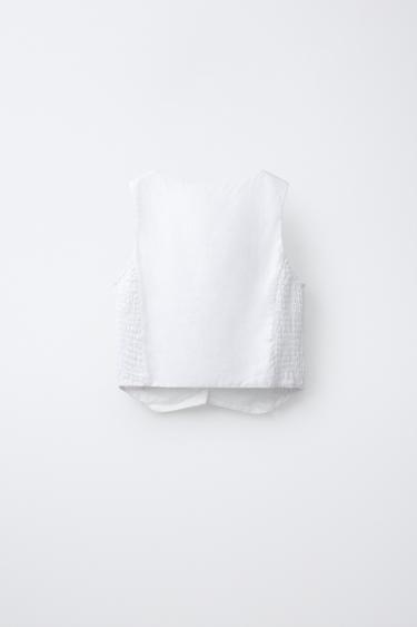 ELASTICATED LINEN BLEND WAISTCOAT - Oyster-white by Zara - Image 1