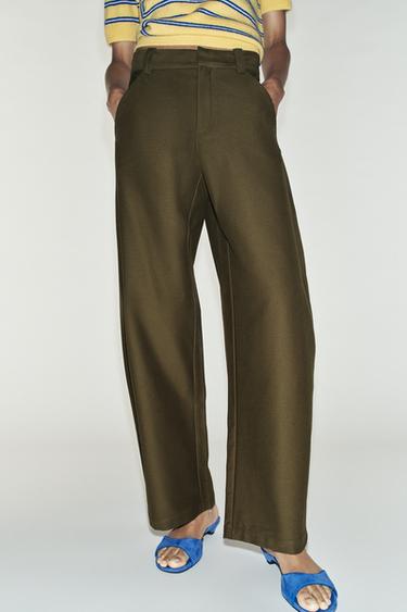 PANTALON BARREL - Kaki foncé de Zara