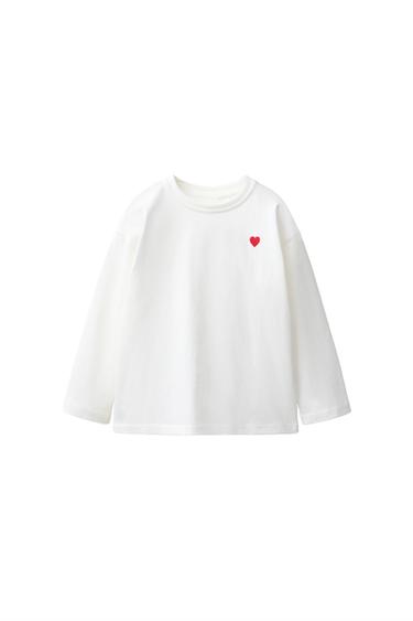 EMBROIDERED HEART T-SHIRT - White de Zara