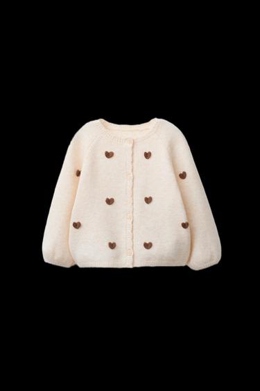 CARDIGAN WITH HEARTS - Mid-ecru by Zara - Image 0