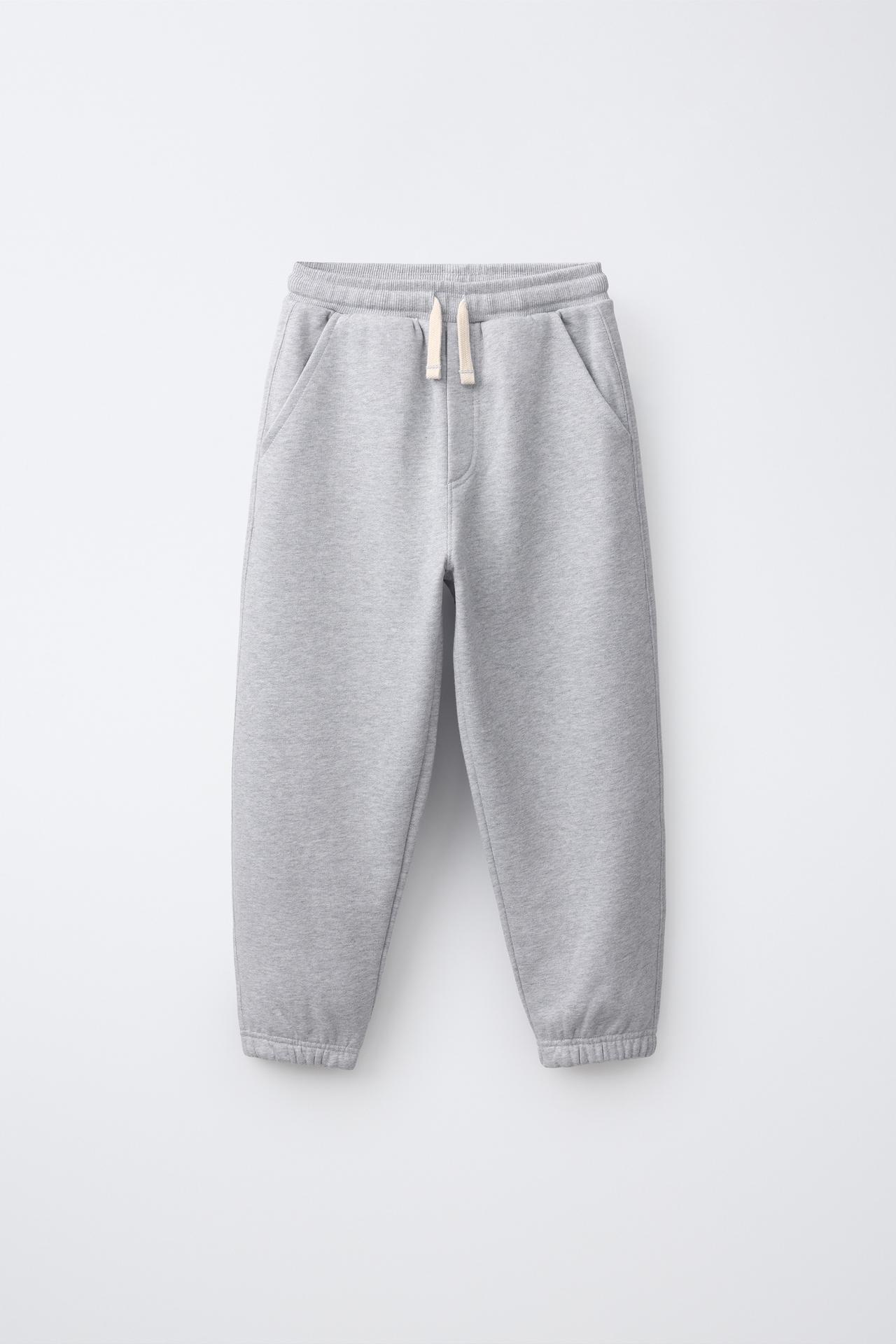 0FR. PARIS X ZARA EMBROIDERED TEXT JOGGER PANTS — Gray marl