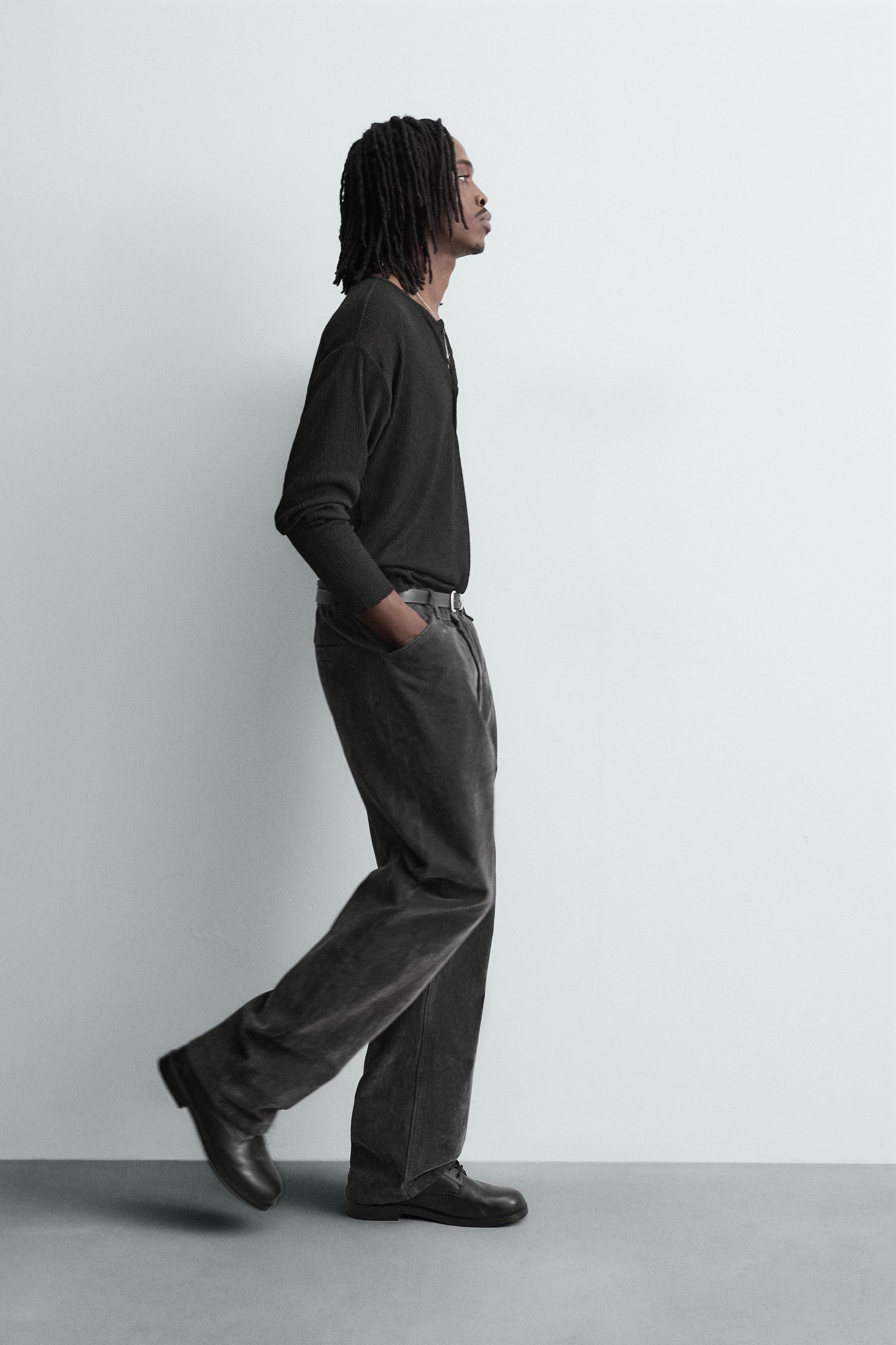 RELAXED FIT FLOCKED PANTS