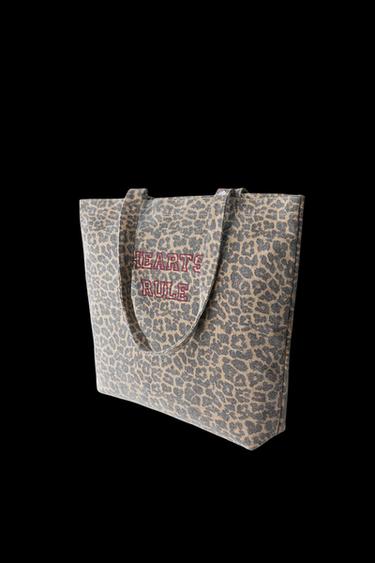 SHOPPER MIT ANIMAL-PRINT - Schwarz von Zara