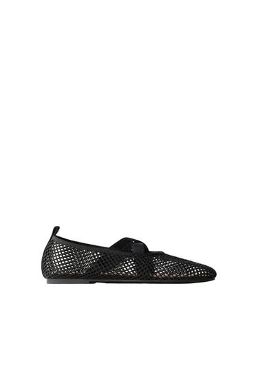MESH BALLET FLATS - Black by Zara