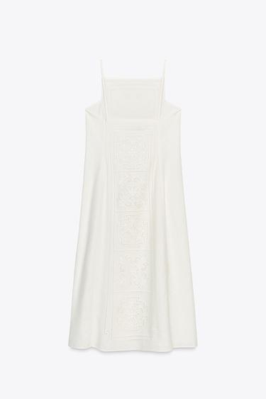 ZW COLLECTION EMBROIDERED LINEN BLEND DRESS - Ecru by Zara - Image 2