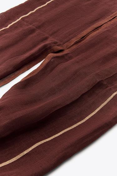 FRINGED LINEN BLEND SCARF BAG - Brown by Zara - Image 7