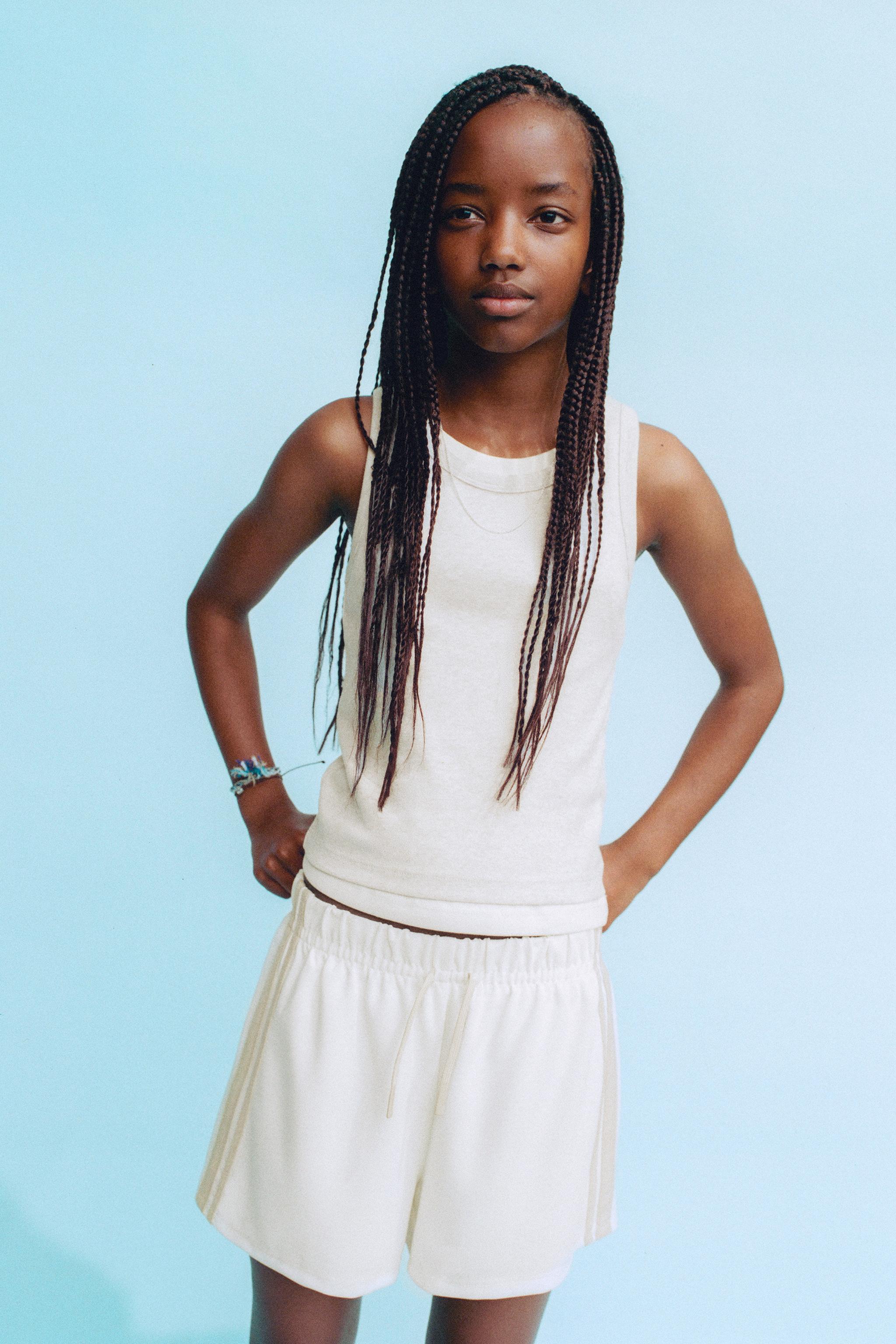 Детские топы Zara HEATHERED RIBBED TANK TOP — фото 6