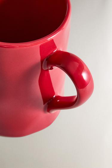 STONEWARE CHRISTMAS MUG WITH HEART - Red / White by Zara - Image 2