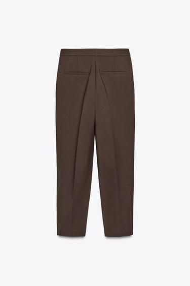 TROUSERS WITH VENT ON THE HEM - Brown by Zara - Image 8