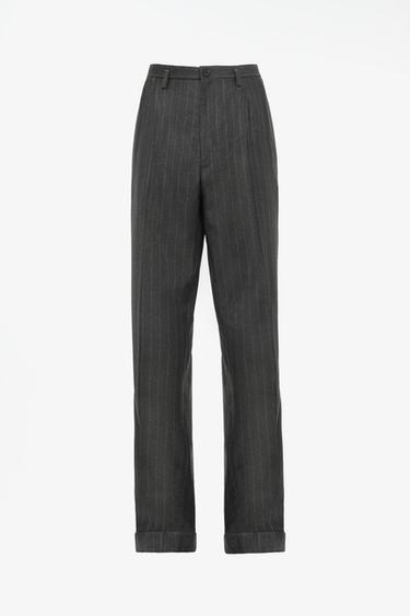 LIMITED EDITION 100% WOOL PINSTRIPE SUIT PANTS — Dark green 1